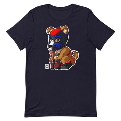 Playful Puppy - Blue Red Mask - Short-Sleeve Unisex T-Shirt