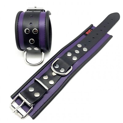 Leather handcuff - Purple/Black